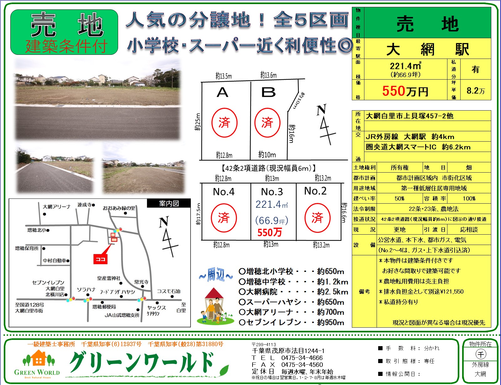 【建築条件付売土地】大網白里市上貝塚