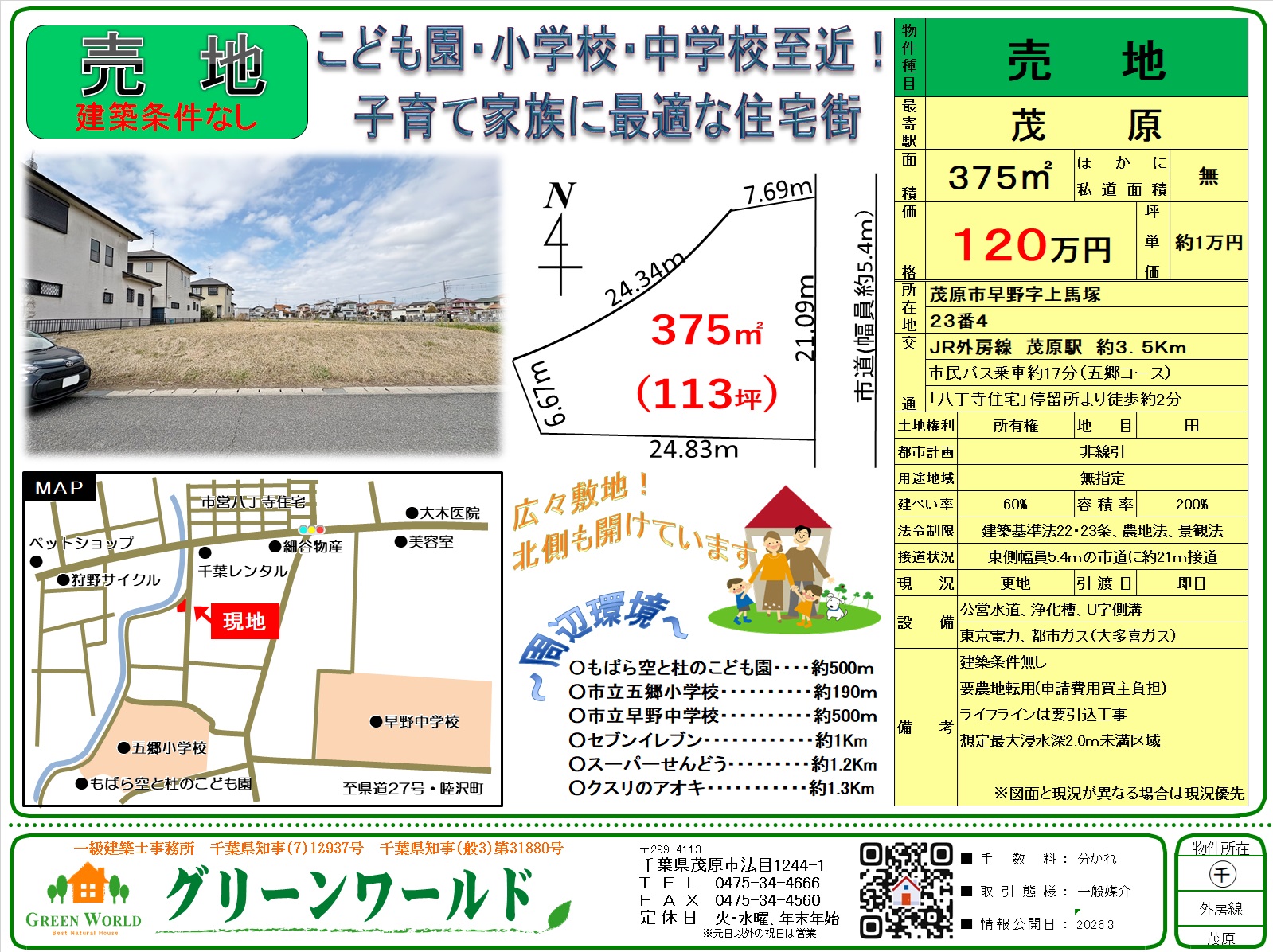 【売土地】茂原市早野113坪