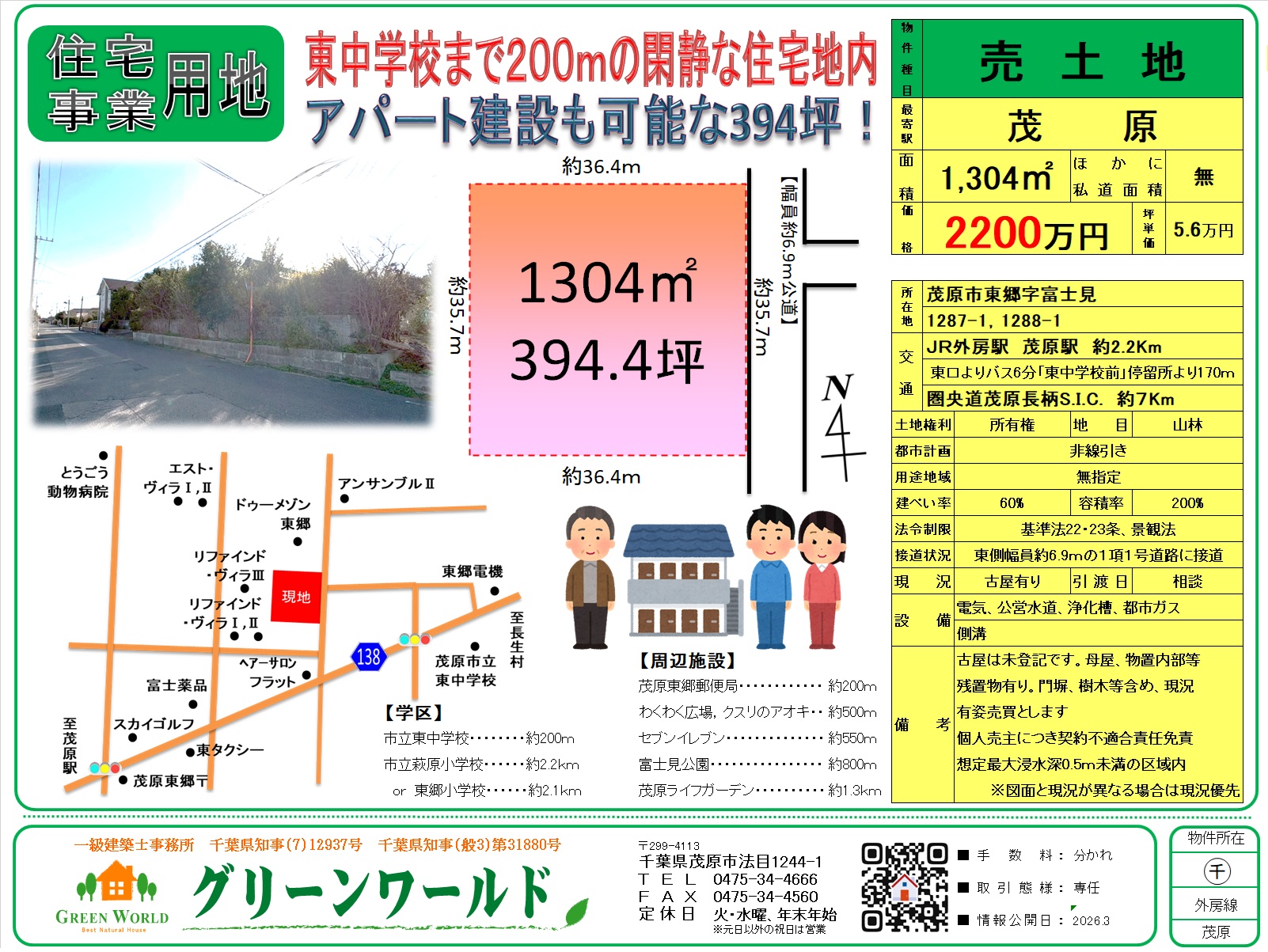 【売土地】茂原市東郷394坪